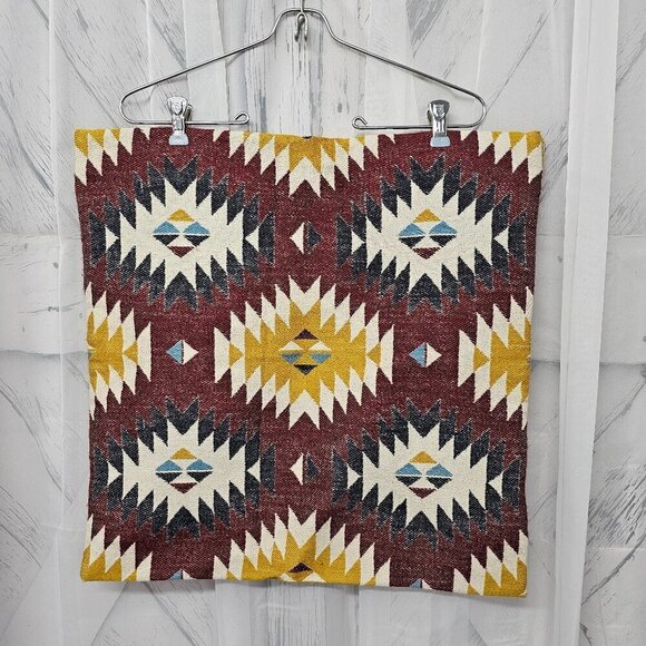 Ikea Fransine Maroon Gold Aztec Southwestern Boho Wool Blend Pillow Sham - Picture 1 of 16